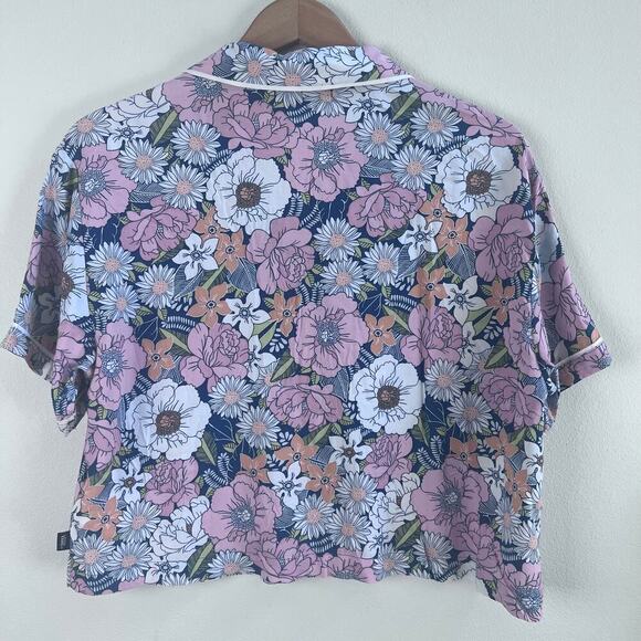 VANS Two Piece Floral Printed PJ Set Top M and Shorts L Pink Women's Preppy - Picture 6 of 12